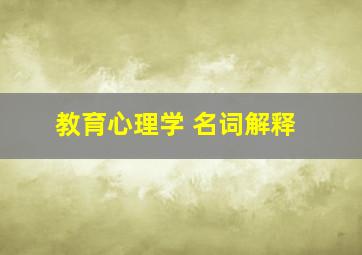 教育心理学 名词解释